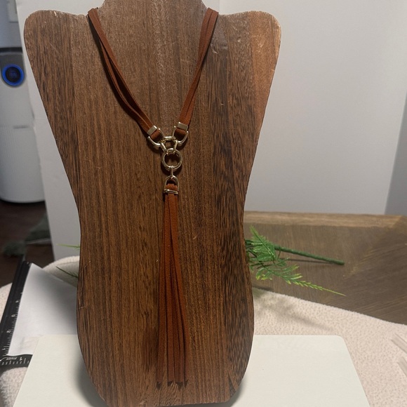 Chico's Brown Faux-Suede Tassel Necklace (BR444) - Picture 2 of 8